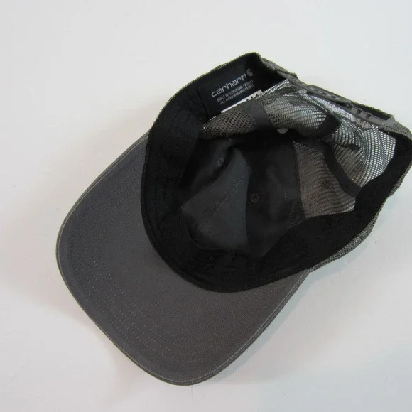 Carhartt Hat Cap Mens Snap Back Mesh Gray Logo Adjustable - Picture 4 of 5